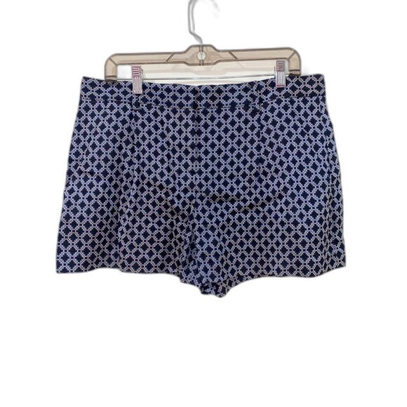 Theory Womens Clah Portola Blue Silver Shorts Geometric Size 12 - Picture 3 of 8
